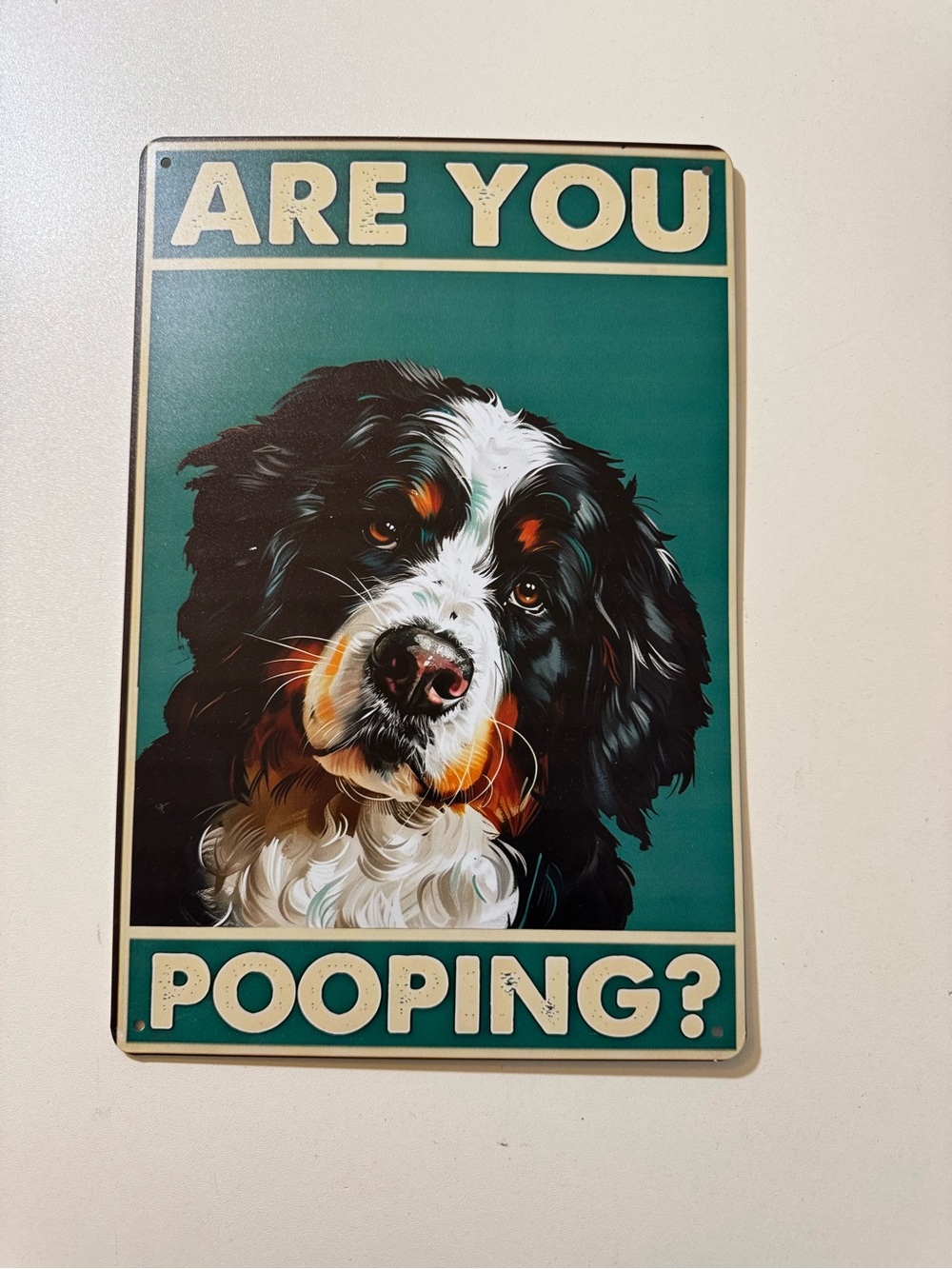 Are You Pooping? Green Dog Metal Sign